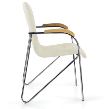 Кресло для приемных BRABIX Samba CF-105 BOX-2 хром каркас накладки бук, кожзам Бежевый_3