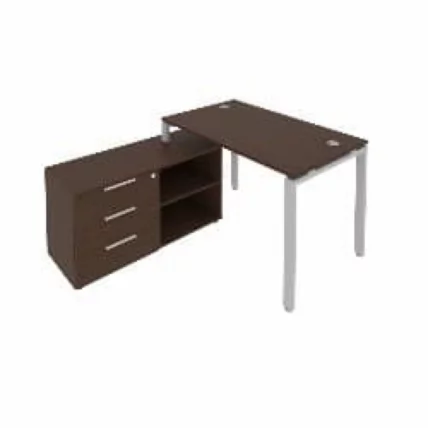 Рабочая станция на П-образном м/к с опорной тумбой левая Metal System Б.РС-СТС-2.2 Л Венге/Серый_0