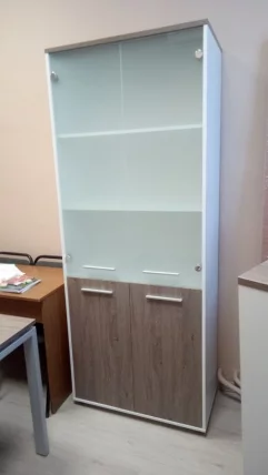 Шкаф 4 широкий верх стеклянные двери, низ закрытый Deka 10.19.171 Дуб Верцаска/Белый_3