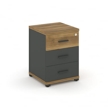 Тумба опорная/приставная с 3-мя ящиками CONCEPT CN.TUO-001 B/W Сандал Янтарный Антрацит_0