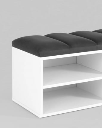Обувница Хольст 2 белая велюр Темно-серый_4