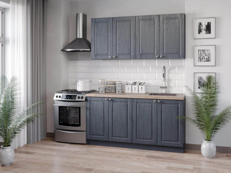 Кухонный гарнитур 2200 Мокка №03 Черный Дуб фактурный антрацит_0