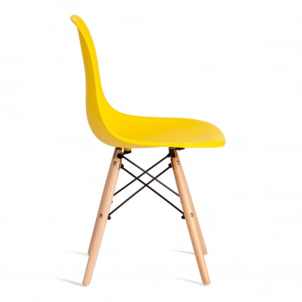 Стул CINDY (EAMES) (mod. 1801) дерево бук/металл/сиденье пластик, 45x51x82 см, Yellow (Желтый)_1
