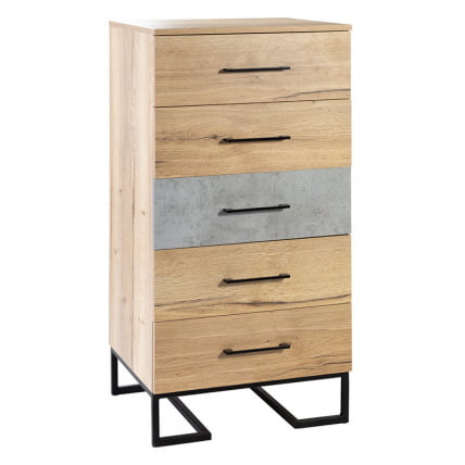 Комод Лофт с 5 ящиками Дуб натур-Бетон / Loft_1