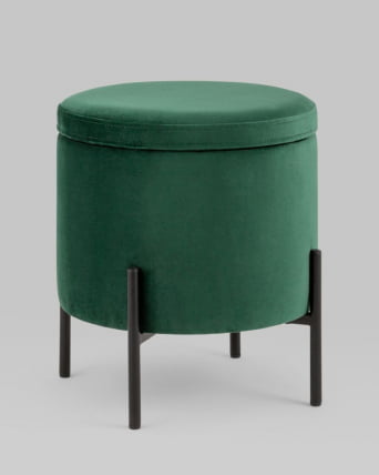 Пуф Грейс с ящиком велюр Зеленый_5