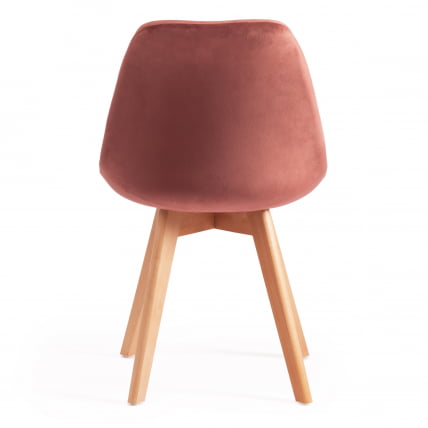 Стул TULIP SOFT (mod. 74) / 1 шт. в упаковке вельвет/дерево , 54 х 47 х 83 см , коралловый (HLR 44)/натуральный_3