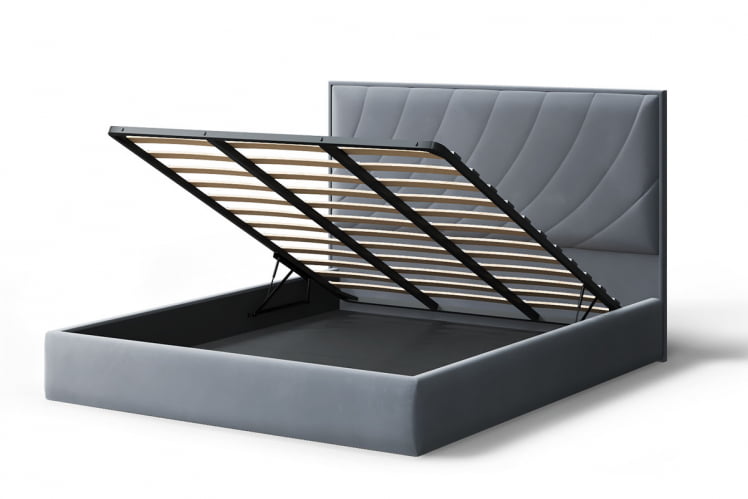 Кровать СОФИЯ 2000*1600мм (без опор), велюр NEO 25 (серый), (б/основания, б/матраса)_2