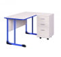 Стол учителя с тумбой 1350х650 с антивандальной полиуретановой кромкой Голубой/Серый_3680897
