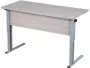 Парта двухместная (рост 3-7) с прямыми углами Белая ЛДСП/Серая кромка/Металл Серый_3682532